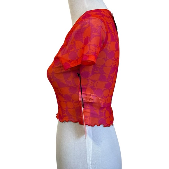 Forever 21 x Sports Illustrated Swim Cover-Up Tee Small Orange Purple Sheer SS - Picture 5 of 9